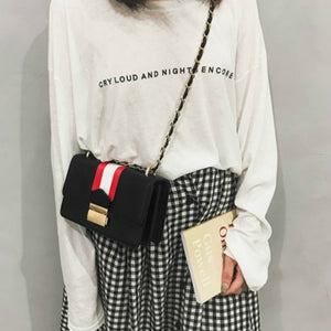 Stripe Chain Shoulder Bag